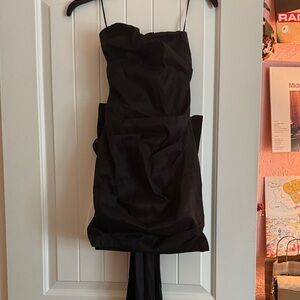 Girls black strapless homecoming dress bow